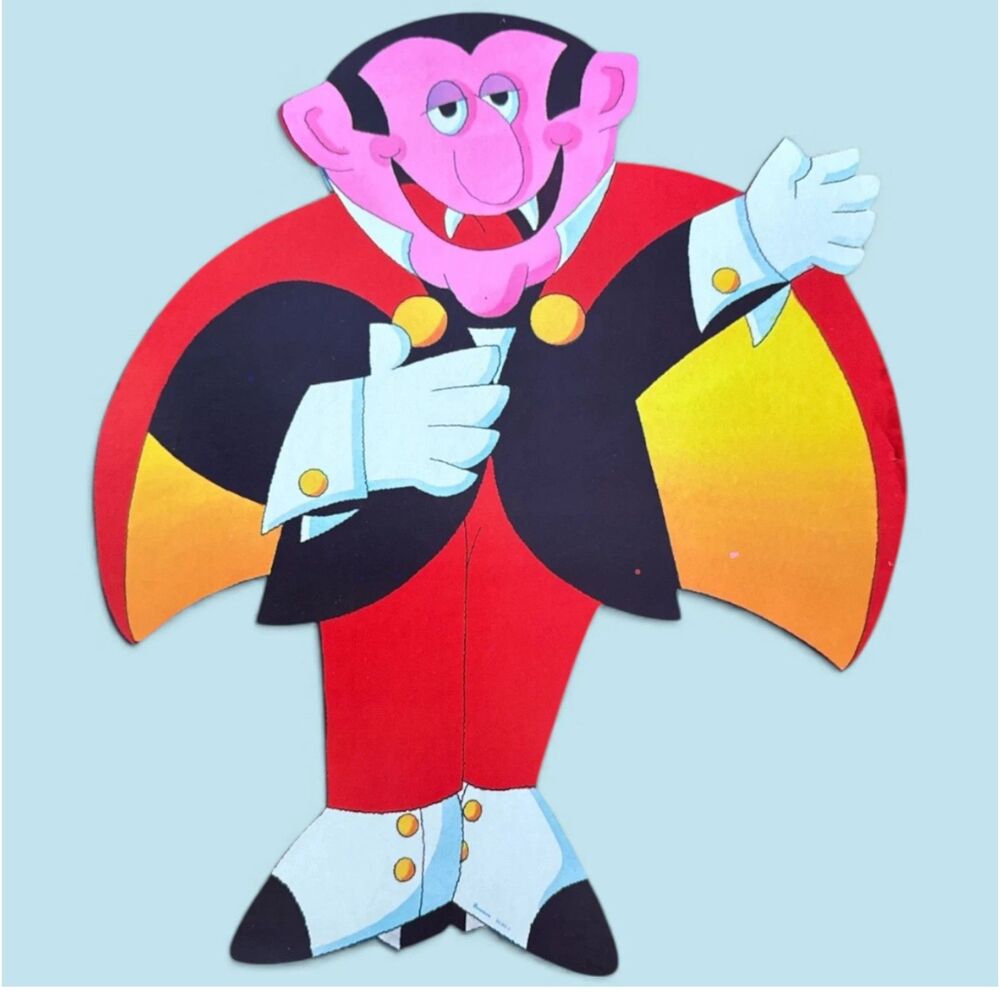 Vintage Halloween Dracula Vampire Die-Cut Decoration 13" Cartoony Style